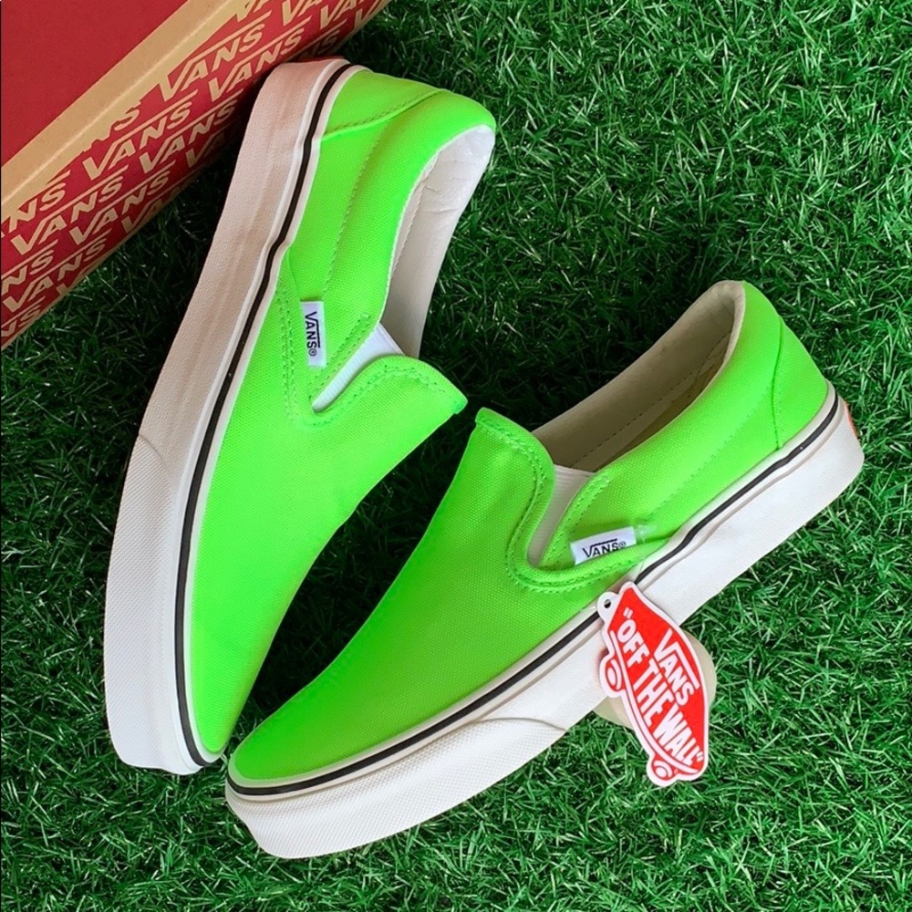 VANS CLASSIC SLIP-ON NEON GREEN GECKO/TRUE WHITE W - Picture 15 of 16